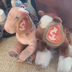 Ty Beanie Babies Brown and Tan Plush Horses